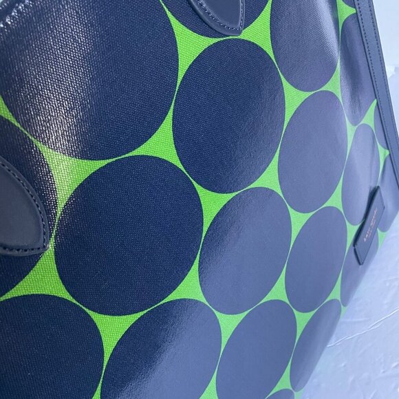 Kate Spade Gotham Extra Large Tote Joy Dot Canvas Blue Polka Dot Leather Trim - Picture 9 of 15